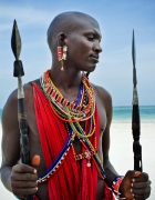 Masaai warrior on the beach